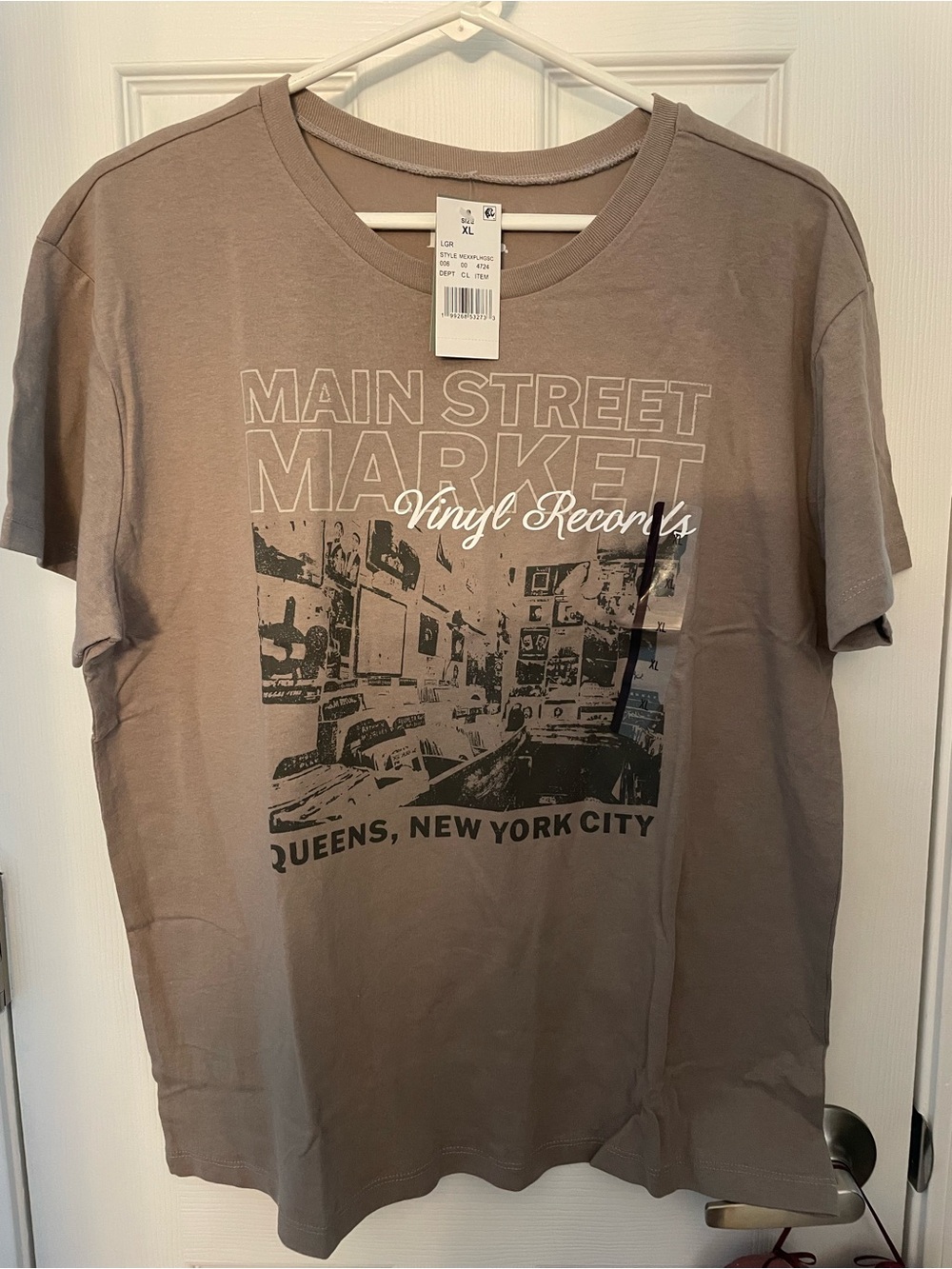 MAD Engine Taupe Graphic Tee with Black & White Print